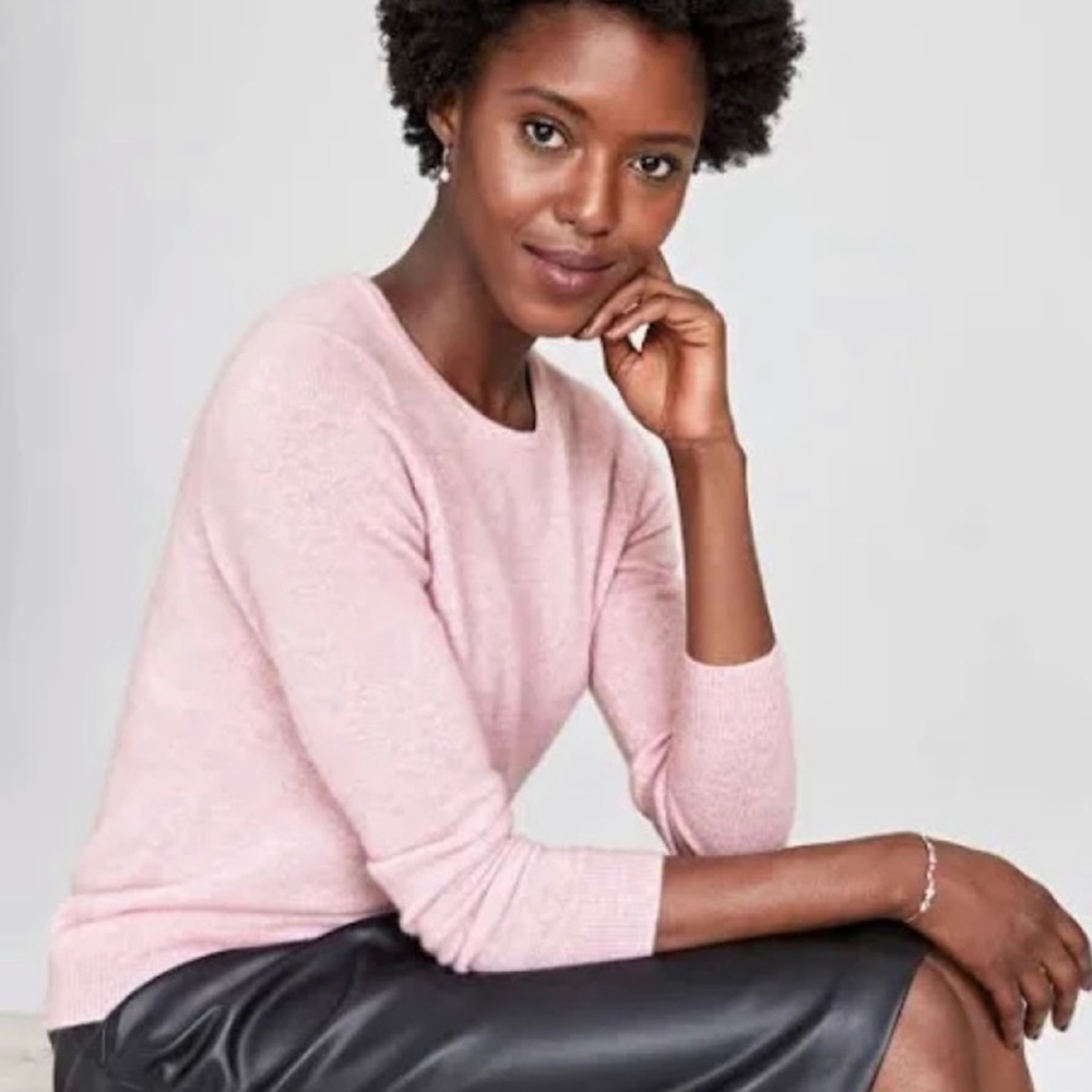 J. CREW | XXS | 100% Cashmere Dusty Rose Light Knit Crewneck Longsleeve Sweater - Picture 4 of 17